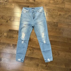 FASHION NOVA, size 13, distressed denim, light wash